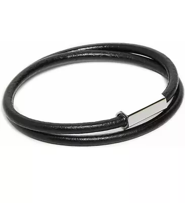 Miansai J1660 Women's Black Bare Leather Wrap Bracelet • $142.88