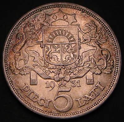 LATVIA 5 Lati 1931 - Silver 0.835 - VF/XF - 3107 * • £6.64