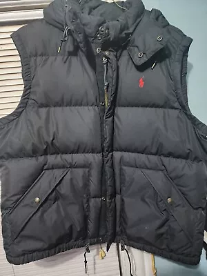 Polo Ralph Lauren Down Puffer Jacket  Vest W/Detachable Hood Men’s XXL Black  • $49.99
