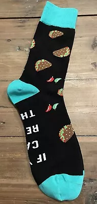 Adult Men's TACO Graphic Crew Socks Size 9-11- Bottom Of Sock Message NEW • $7.11