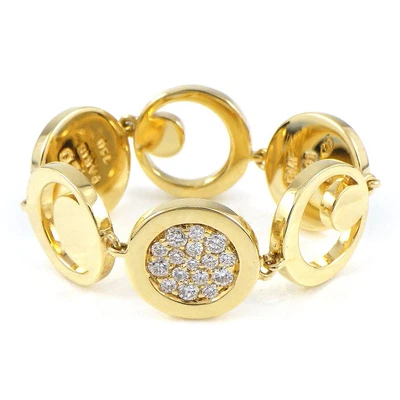FRED Ring Circle Round Link Pave Diamond 750(18K) Yellow Gold #51 US6.25 • £951.85