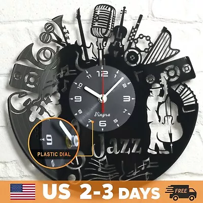 MUSIC Vinyl Record Clock Jazz Notes Musicians Art Gift Wall Décor Music • $35.99