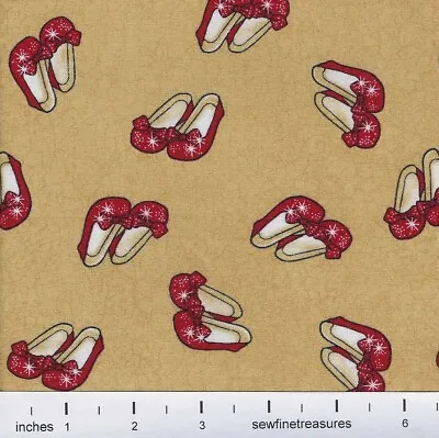 Wizard Of Oz Ruby Slippers Toss Tan Wilmington Fabric By The FQ - 1/4 YD • $6.99