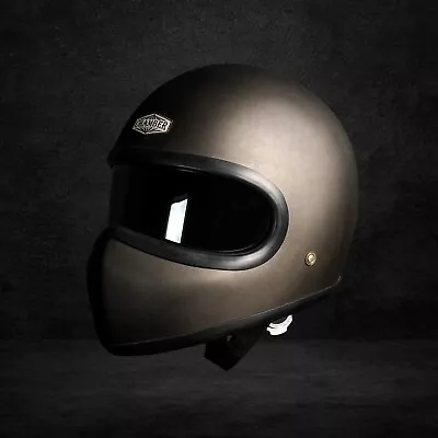 Vintage Chamber Custom Helmet Bullhead Grey Matte For Caferacer Chopper Bobber • $260.50