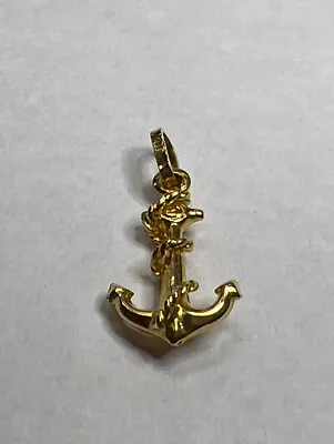 14K Yellow Gold 3-D Anchor With Rope Pendant; Women & Men • $110.99