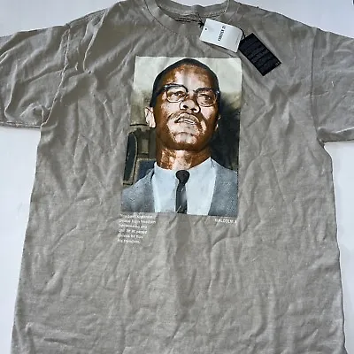 NWT Women's Officially Licensed Civil Rights Leader Malcom X Tan T-Shirt Sz M/L • $28.78