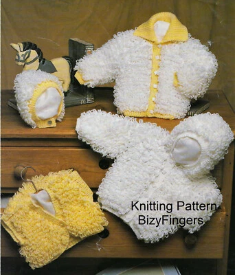 £1.99 • Buy Baby Girls Boys Loopy Hooded Jacket Waiscoat Cardigan KNITTING PATTERN DK 16 -24