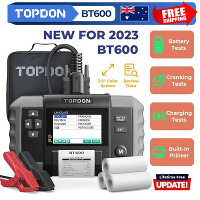 TOPDON BT600 Battery Tester Charging Cranking Analyzer Car Truck Must-have Tool • $239