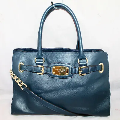 MICHAEL KORS Hamilton Traveler Bag Navy Blue Belted Tote 35F0GHMT3 • $70