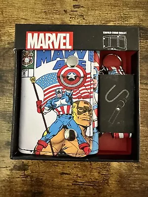 NWT Marvel Comics Men's Trifold Chain Wallet - Captain America! • $12