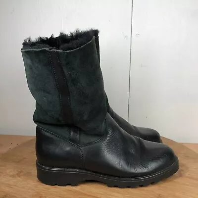 La Canadienne Boots Womens 8.5 M Black Leather Winter Lined Faux Fur Classic • $49.97