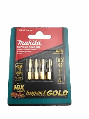 Makita #3 Phillips Insert Bits 4 Pieces For Impact Drivers Impact Gold • $15.99