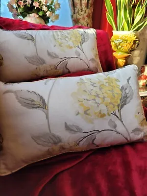 Pair Of Cushions Handmade Using Laura Ashley Fabric Approx 46cm X 25cm • £19.99