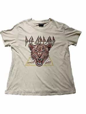 Def Leppard Men's T Shirt Top - Size XL - Tour 83 - Off White • $12.95