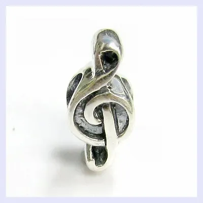 Sterling Silver Music Note Treble Clef Symbol Bead For European Charm Bracelet • $14.98