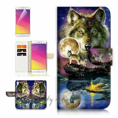 Wolf TPU Phone Wallet Case Cover For New Optus X Start 2  - 21448 • $13.99