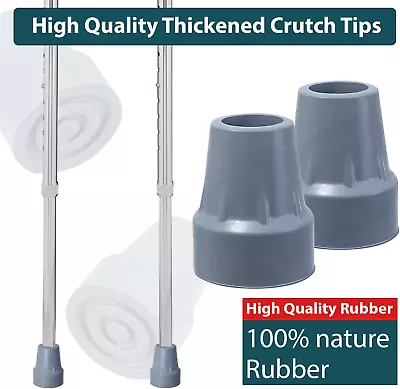 2 Pa Crutch Tips Premium 7/8 Inch Heavy Duty Rubber Crutch Replacement Gray New • $6.82