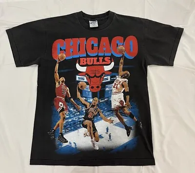 Vintage Chicago Bulls T-Shirt / Size: L / Michael Jordan Rodman Reprint NBA • $100