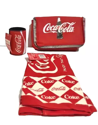 Coca Cola Coke Lunch Bag/can Cooler/tea Towel 3 Pce Set& Free Coke Cap Rp $72.90 • $34.40