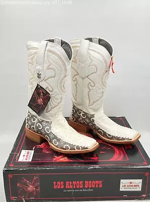 Men's Los Altos Western Boots Genuine Ostrich Leather White - Size 9.5 - New • $9.99