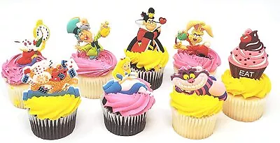 Alice In Wonderland Birthday Cake Topper CUPCAKE Party Favor Set The Mad Hatter • £19.27