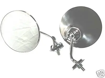 Pair Lucas Style Morris Minor  Chrome Door/Wing Mirrors With Convex Mirror Glass • $36.99