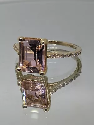 Ladies 4.25cttw 14kt Yellow Gold Morganite & Diamond Engagement Ring (new)sz8.25 • $1999