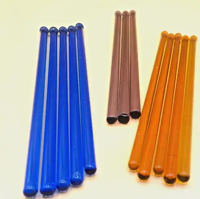 Vintage Lot Of 13 Colored Glass Swizzle Sticks Cocktail Stirrers Barware • $12