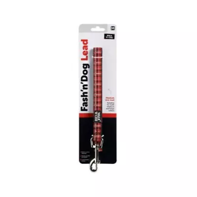 Tartan Dog Lead - Red. Metal Trigger Clip Strong Nylon. Medium. 100cm X 2cm. • £9.49