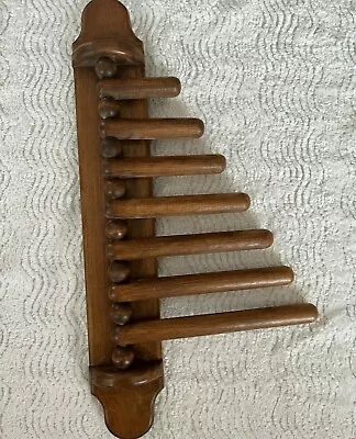 VTG Wood Display Rack  7 Swing Spindles Drying Rack News Paper Towels Art Rustic • $49.48