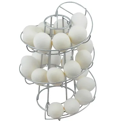 £7.95 • Buy Silver Kitchen Storage Spiral Helter Skelter Egg Holder Stand Rack Holds 18 Eggs