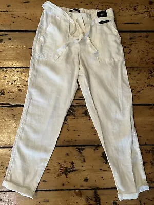 M&S Women’s Size 8 White Linen Trousers New With Tags • £15