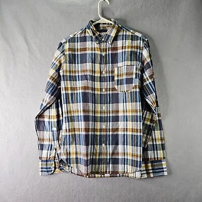 J Crew Shirt Mens Medium Blue Plaid Indian Madras Slim Basic Classic • $9.99