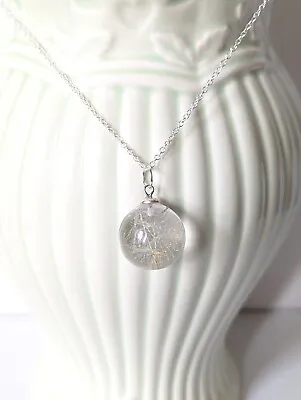 Handmade Dandelion Resin Necklace Make A Wish Sphere Pendant Unique Gift For Her • $18.44