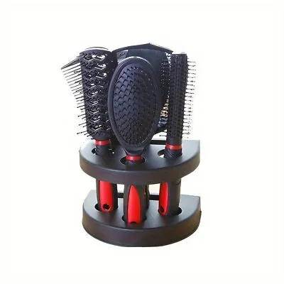 5pc Hairdressing Comb Set Anti-Static Cushion Comb Massage Brush With Mirror RED • £6.99