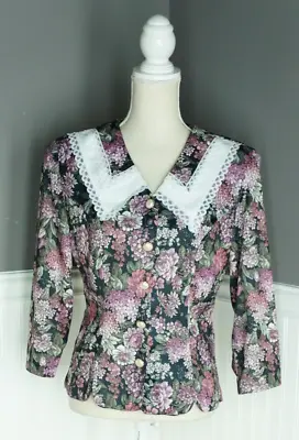 $20.99 • Buy Whirlaway Frocks Cottagecore Lace Rose Size 12P Prairie Top Made In USA