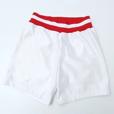 Vintage 70s Banded Gym Basketball Boxing Shorts Mens Small White Red Made In USA • $24.99
