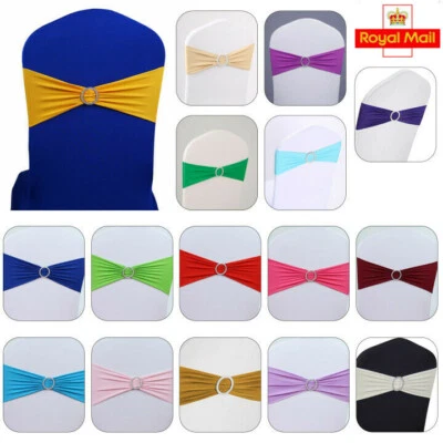 £23.99 • Buy 25-100x Elasticity Stretch Chair Cover Band With Buckle Slider Sashes Bow Decor