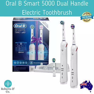 Oral B Smart 5 5000 Dual Handle Electric Toothbrush White With Premium Charger • $240.52