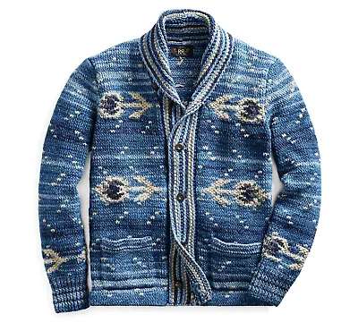 RRL Ralph Lauren Vintage Inspired Hand Knit Southwestern Cardigan-MEN- XXL • $2160