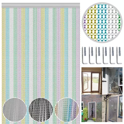 Aluminium Door Fly Screen Metal Chain Curtain Blind Insect Blinds 214cm X 90cm • £42.95