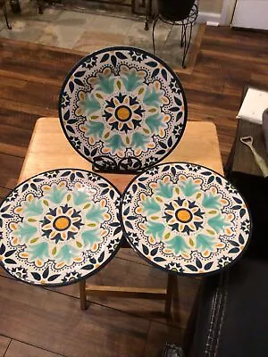 Bobby Flay  Melamine Dinner Plates 10.75  Spanish Medallion Design Set Of 3 • $8.99