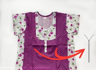 L Size Women's Cotton Maternity Nightgown Nursing Sleepwear Nighty Maxi Zipper • $19.99