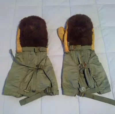 VINTAGE USAF Military Mittens Air Force Cold Weather Flyers Gloves N-4B LARGE • $25