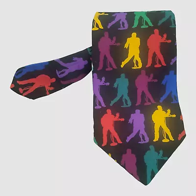 Vintage Elvis Presley Enterprises 100% Silk Men's Tie Gyrating Elvis Sings USA • $14.29