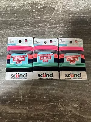 (3) Scunci Multi Color Elastics No Damage All Day Medium Hold Hair Ties-18/Pack • £12.54