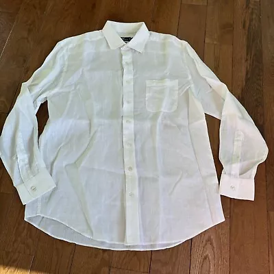 Mens Vineyard Vines 100% Linen Shirt Button Down White Sz Large • $24.99