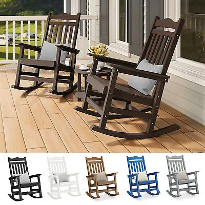 Set Of 2 Patio Rocking Chair Indoor Outdoor High Back Porch Rocker With Cushion • $259.99