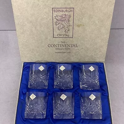 £10 • Buy Edinburgh Lead Crystal Continental Collection 6 Tumblers Glasses Boxed T5052