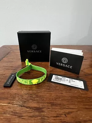 Authentic Versace Goddess Medusa Ribbon/Resin Acid Lime-Acid Yellow Bracelet NWT • $260.10